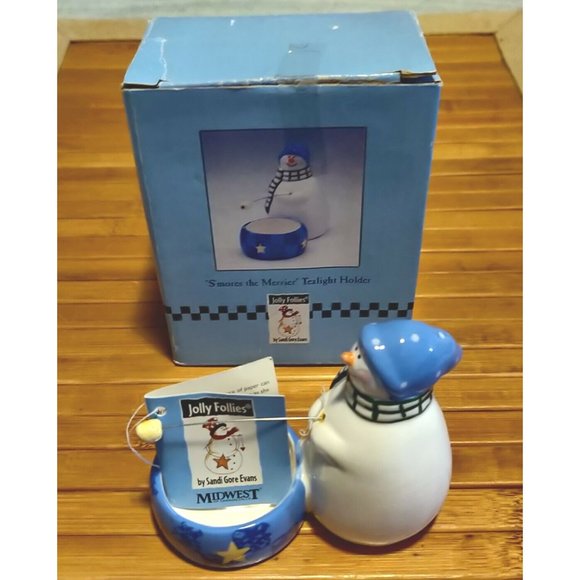 Jolly Follies Figurine "S’MORES THE MERRIER” Tealight Holder by Sandi Gore Evans - Picture 1 of 12